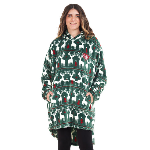 Snuggs Blanket Hoodie Green Christmas